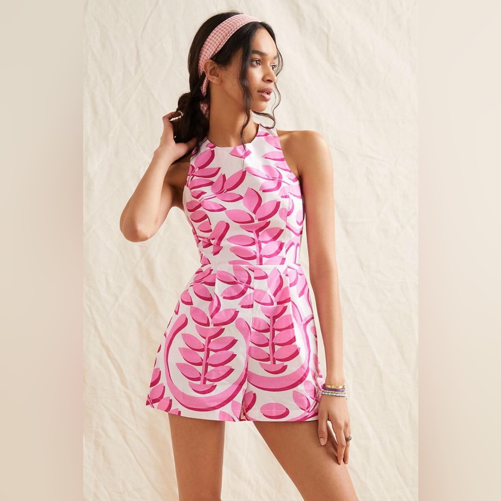 Anthropologie Porridge Rosy Cut Out Romper Women’s Size 4
